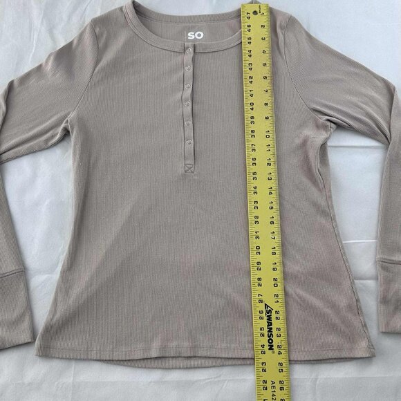 SO Ribbed Henley Long Sleeve Top – Size XL - Picture 6 of 7